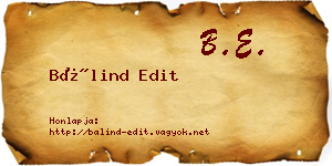 Bálind Edit névjegykártya